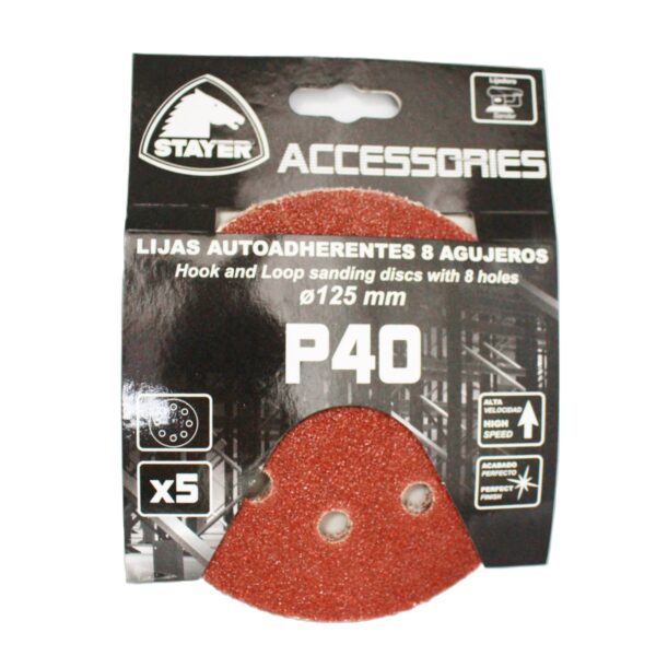 JEU DE 5 PAPIERS ABRASIFS AUTOFIXANT  Ø125 - 8 TROUS