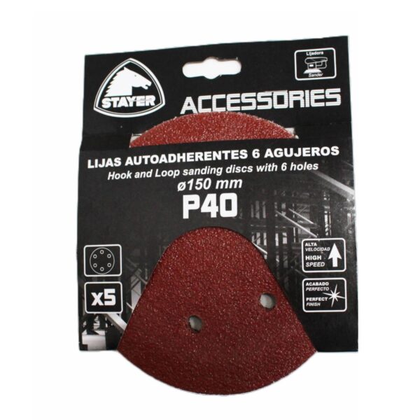JEU DE 5 PAPIERS ABRASIFS AUTOFIXANTS Ø150 - 6 TROUS