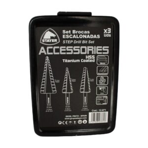 COFFRET DE 3 FORETS ETAGES HSS REVETU TITANE Ø6-30MM Ø4-20MM Ø12-20MM