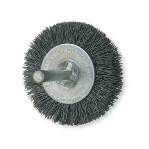 BROSSE METAL ROTATIVE CIRCULAIRE ONDULE DIAM 75MM SUR TIGE 6 MM