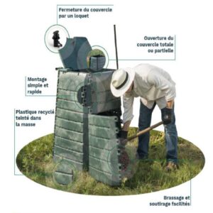 COMPOSTEUR C2 MAX - 394L - VERT + BIO SEAU 10L