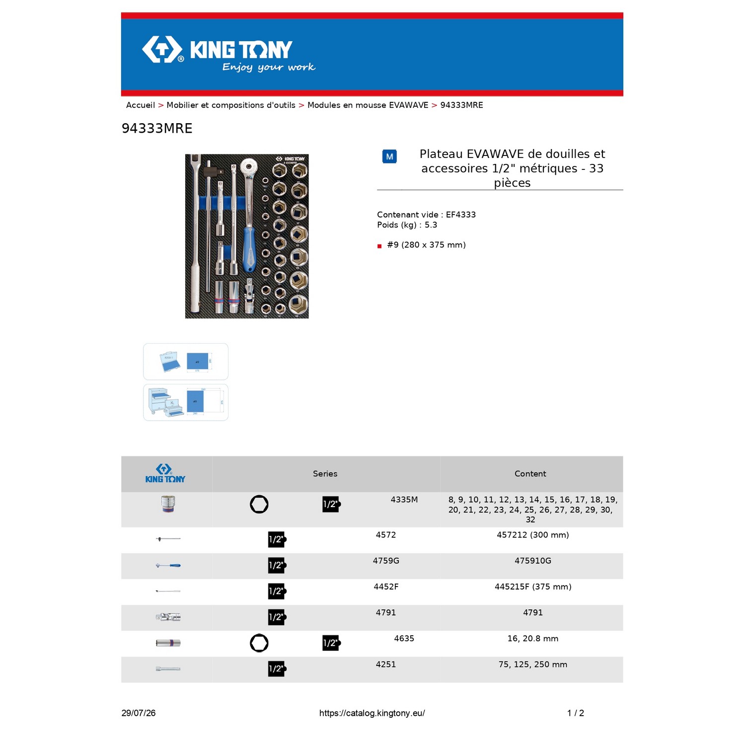 SERVANTE ROUGE COMPOSITION 179 OUTILS KT – Image 6